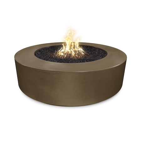 The Outdoor Plus 72 Round Florence Fire Pit, GFRC Concrete, Chocolate, Spark Ignition with Flame Sense, Natural Gas OPT-FL72FSEN-CHC-NG